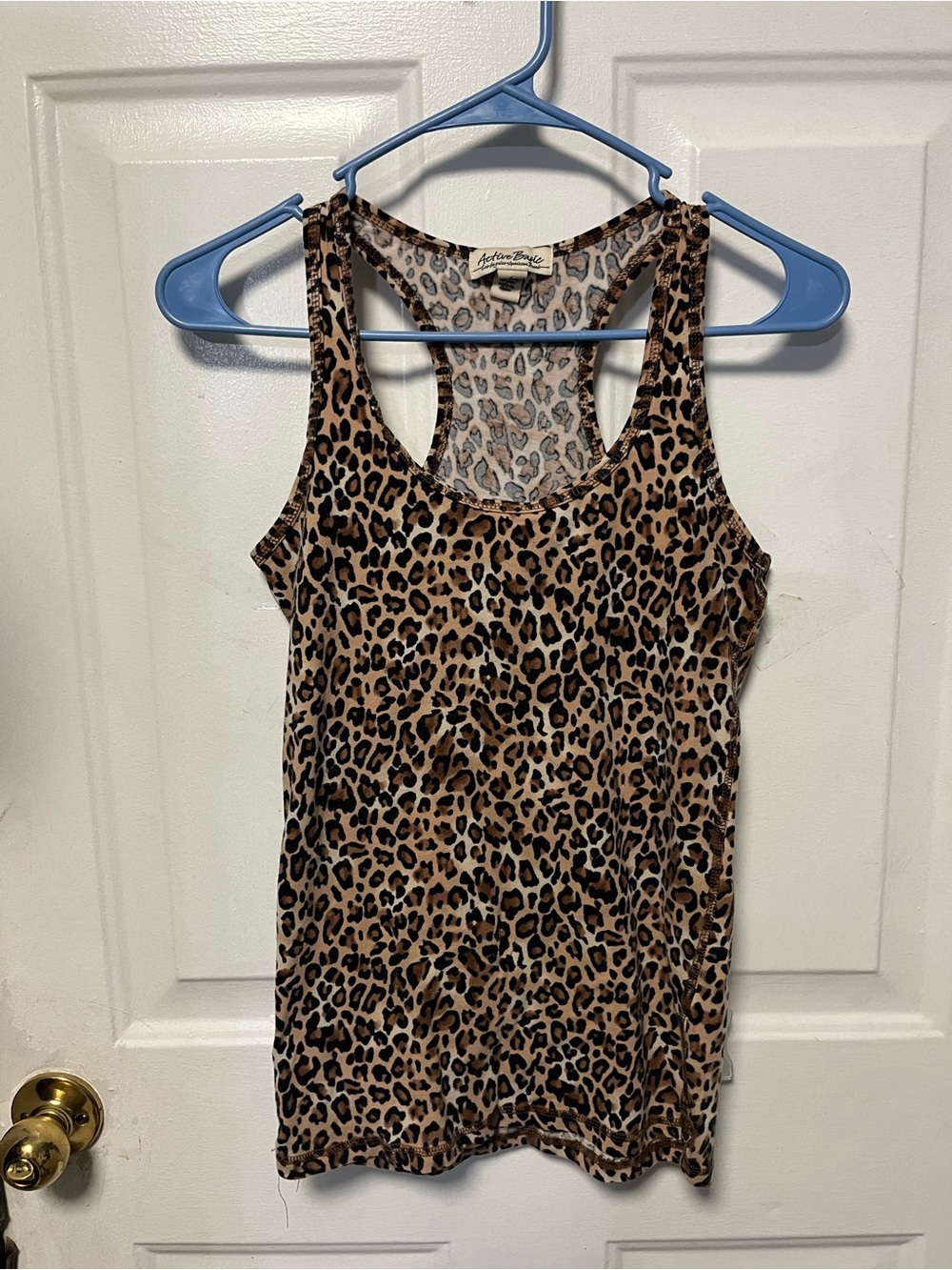 Active Basic Leopard Print Racerback Tank Top - Brown/Tan